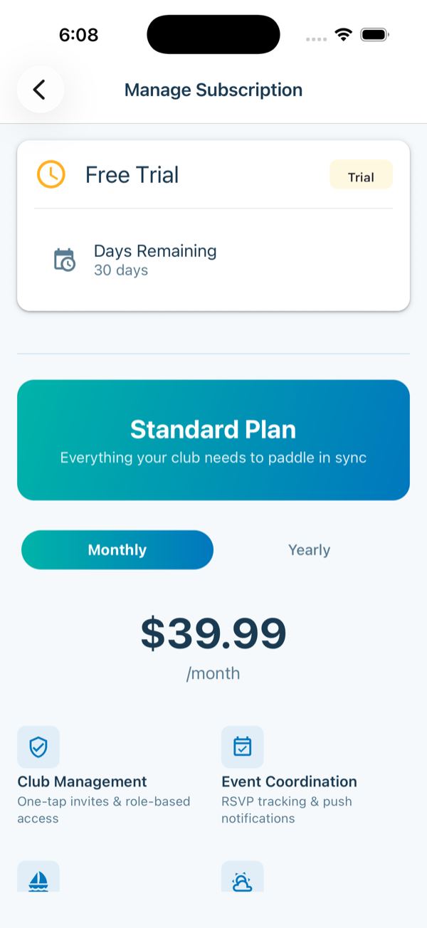 Subscription plan options