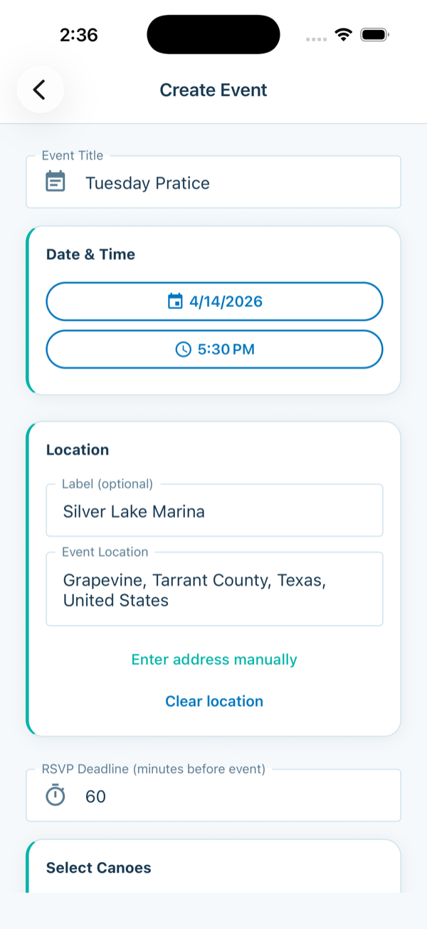 Event title entered