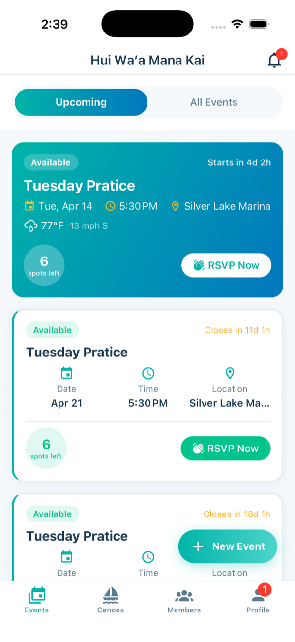 Event created successfully