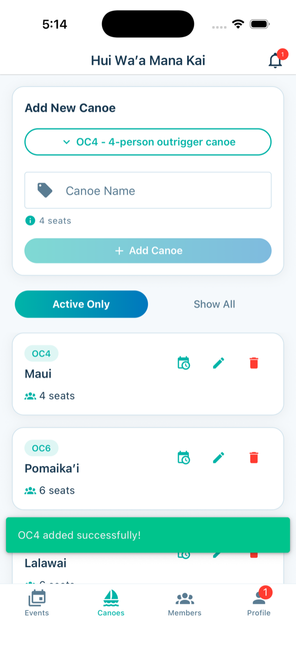 Add canoe form