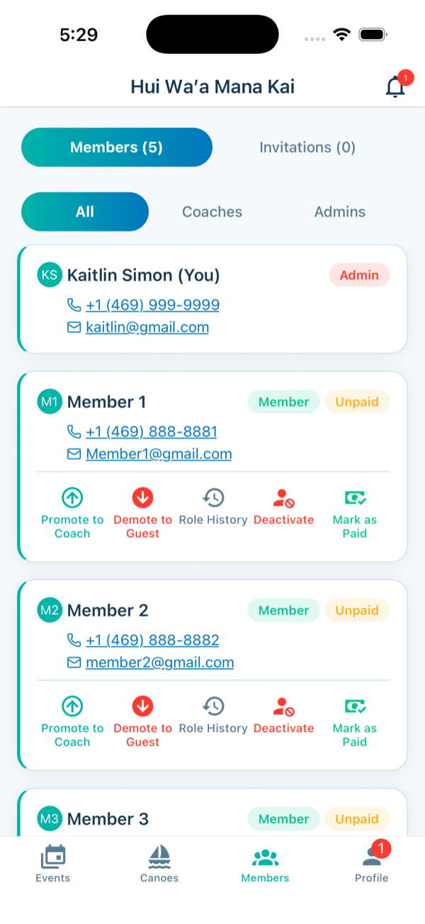 Members list