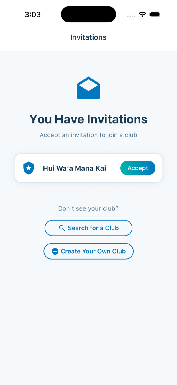 Pending club invitations