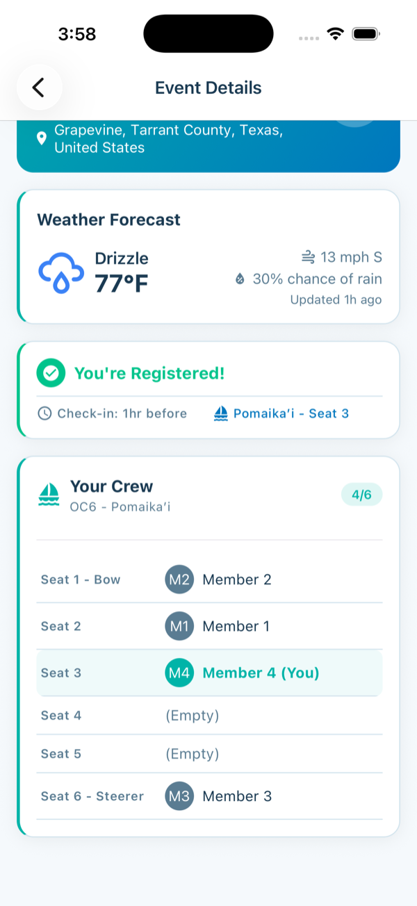 Event detail from schedule