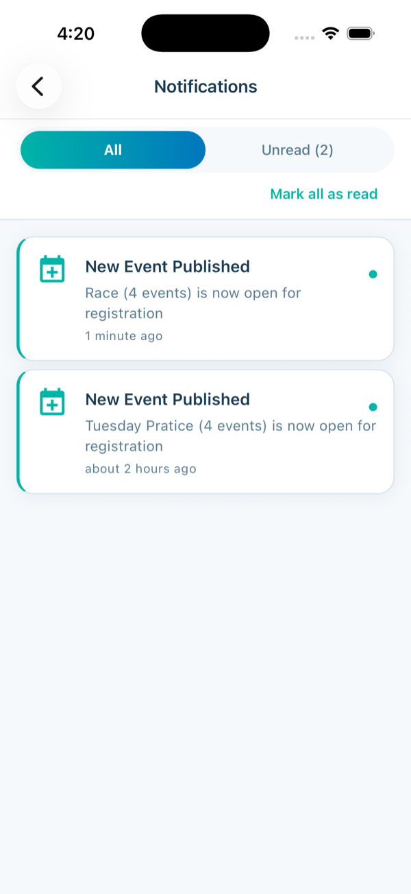 Notifications screen