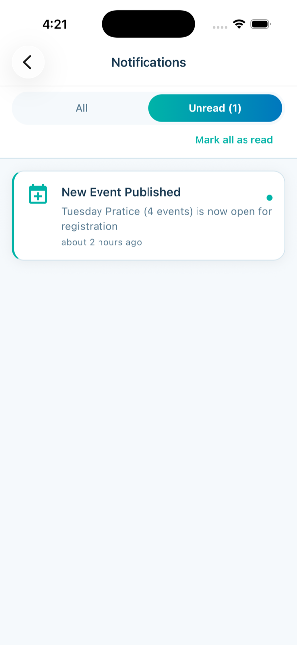 Unread notifications filter