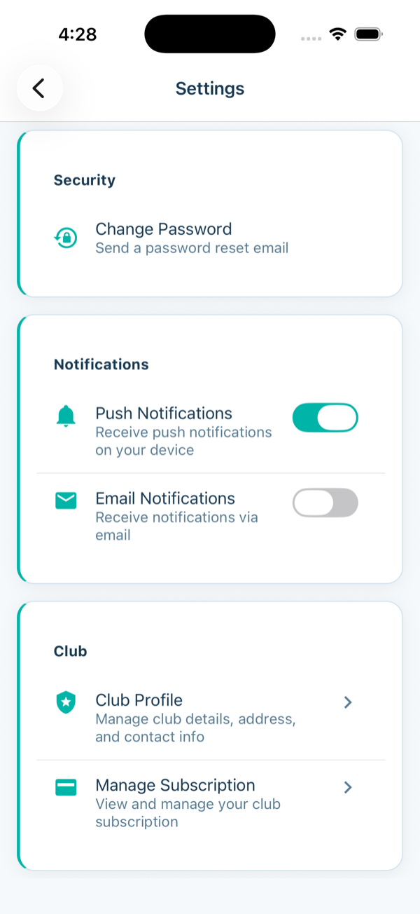 Notification settings toggles